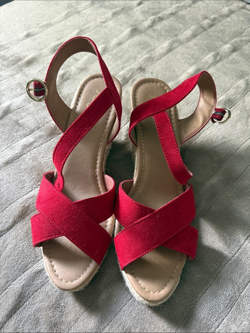 Red Strappy Women’s Sandals with Ankle Strap